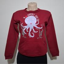 Blusa de moletom gola redonda vinho marssala