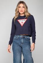 Blusa de Moletom Guess Triang Trad Desgastado Azul Escuro