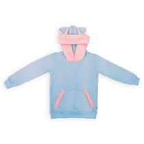 Blusa de Moletom Infantil Orelhinha Ursinho Azul Bebê