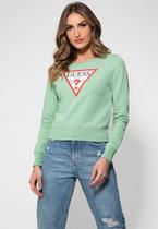 Blusa de Moletom Logo Triângulo Guess Verde Claro