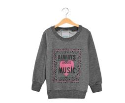 Blusa de Moletom Malwee Kids Infantil Musica Cinza - 1000091453