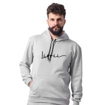Blusa de Moletom Masculina Estampado Livrii Flanelado com Capuz e Bolso