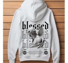 Blusa De Moletom Masculino Respect Blessed Angel Canguru