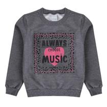Blusa de Moletom Meninas Estampado Music cor Cinza - Malwee Kids