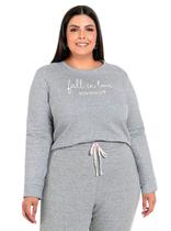 Blusa de Moletom Plus Size Cinza Mescla