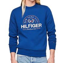 Blusa de Moletom Tommy Hilfiger Logo Bordado Azul