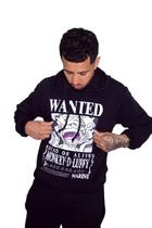 Blusa de Moletom Wanted Monkey d Luffy Adulto Blusa de Moletom Wanted Monkey d Luffy Adulto