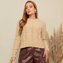 Blusa de Mousse Tranças Tricot Premium Quentinha e Macia Elegante Inverno TR3192