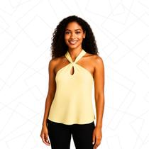 Blusa de Nó Transpassado Cruzado elegante casual Tecido dun