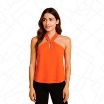 Blusa de Nó Transpassado Cruzado elegante casual Tecido dun