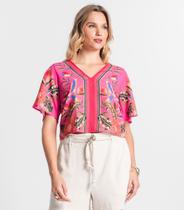 Blusa De Poly Light Feminina Estampada Endless Rosa