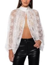 Blusa de poncho Argeousgor Sheer Shawl, capa de renda floral feminina