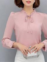 Blusa de seda alta moda com amarração na gola Blusa de seda alta moda com amarração na gola