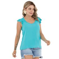 Blusa de tecido tricoline basico camisa feminina casual slim 3215a - VTM