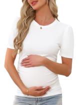 Blusa de trabalho para maternidade MARI GABRIEL Business, manga curta