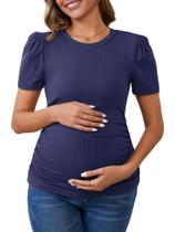 Blusa de trabalho para maternidade MARI GABRIEL Business, manga curta