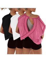 Blusa de Treino Feminina Peaceglad - Pacote com 3 unidades, costas abertas