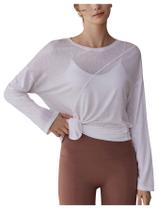 Blusa de treino SweatyRocks de manga comprida transparente dividida para mulheres Blusa de treino SweatyRocks de manga comprida transparente dividida para mulheres