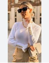 Blusa de tricô com detalhes na manga tamanho único cor Blusa de tricô com detalhes na manga tamanho único cor