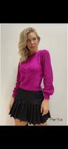 Blusa de trico trabalhada rosa M Blusa de trico trabalhada rosa M