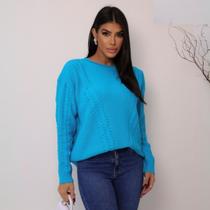 Blusa de Tricot Com Detalhes de Trança Feminina Revanche Jizan Blusa de Tricot Com Detalhes de Trança Feminina Revanche Jizan