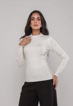 Blusa de Tricot Com Tramas Texturizada Branco Salvatore Blusa de Tricot Com Tramas Texturizada Branco Salvatore