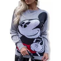 Blusa De Tricot Feminina Mickey Inverno Suéter Moda De Frio