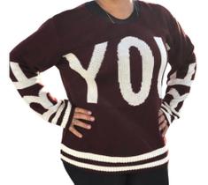 Blusa De Tricot Feminina Plus Size Manga Longa Frio Inverno