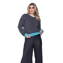 Blusa de Tricot Feminina Ralm listrada multicolor TR1195