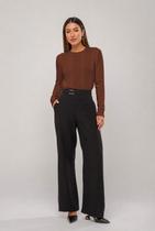 Blusa de Tricot Texturizado Gola Redonda Marrom Salvatore