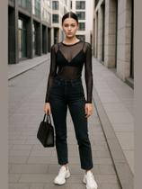 Blusa De Tule Mangas Compridas R044