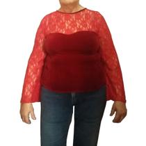 Blusa de Veludo Deluxe Vermelha Tamanho M Plus Size Rethi
