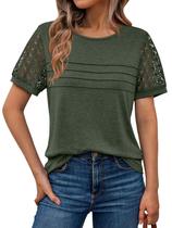 Blusa de Verão Casual AUTOMET com Manga Curta em Renda