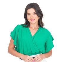 Blusa Decotada Duna Feminina Manga Babado Elástico Cintura