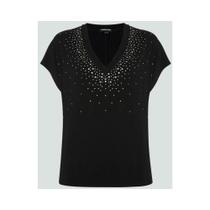 Blusa decote em v brilho preto - dudalina