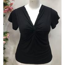 Blusa decote V com nozinho plus size GG