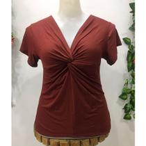 Blusa decote V com nozinho plus size GG