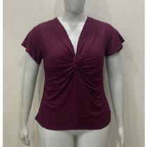 Blusa decote V com nozinho plus size GG