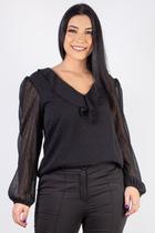 Blusa decote v com transparência 010577