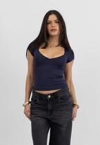 Blusa Decote V Marinho