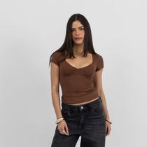 Blusa Decote V Marrom