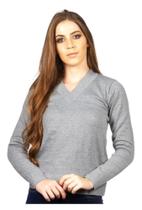 Blusa Decote V Sueter Feminino Tricot Basico Liso
