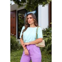 Blusa despojada com manga decote redondo