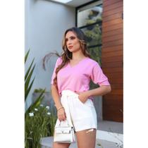 Blusa despojada com manga decote v