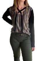 Blusa Detalhe Ilhos Listrado Preta Tam G Dicanela Blusa Detalhe Ilhos Listrado Preta Tam G Dicanela