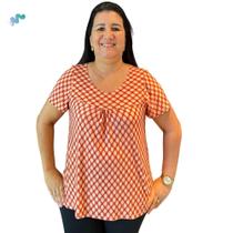 Blusa Detalhe no Busto Plus Size Feminino Estampado Tamanho Único - Felicity Blusa Detalhe no Busto Plus Size Feminino Estampado Tamanho Único - Felicity