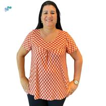 Blusa Detalhe no Busto Plus Size Feminino Estampado Tamanho Único - Felicity