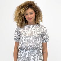 Blusa Dink Estampada Manga Curta Feminina Blusa Dink Estampada Manga Curta Feminina