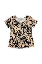 Blusa Divertida Manga Curta com Botões - Cor do Céu