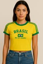Blusa Do Brasil Bandeira Bordada BabyLock - Amarela Blusa Do Brasil Bandeira Bordada BabyLock - Amarela